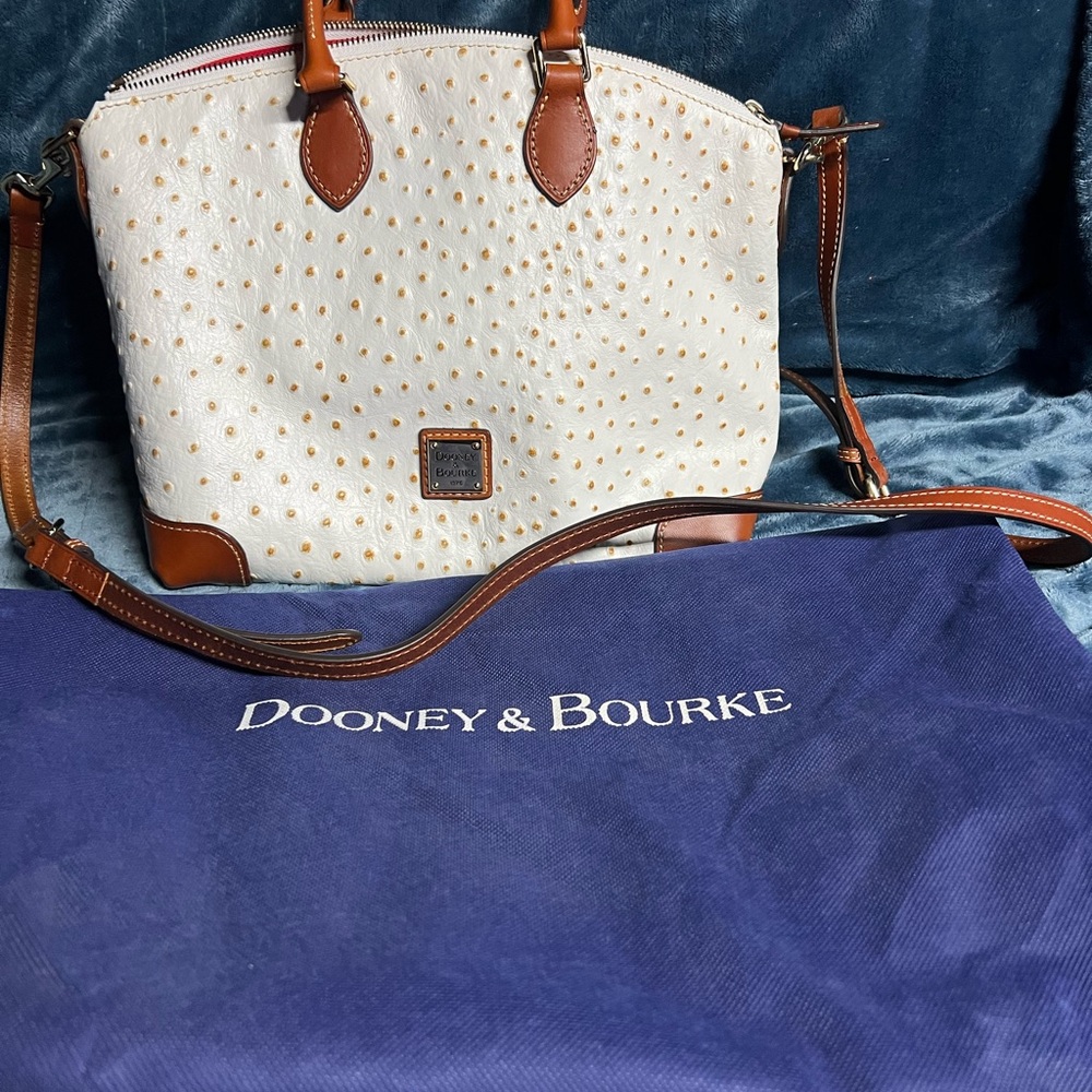Dooney & Bourke NWT Ostrich Leather Geena Satchel in Bone